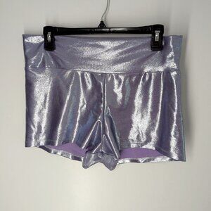 Lavender purple metallic foil 2.5" shorts XL yoga dance gym Coquetry Clothing?
